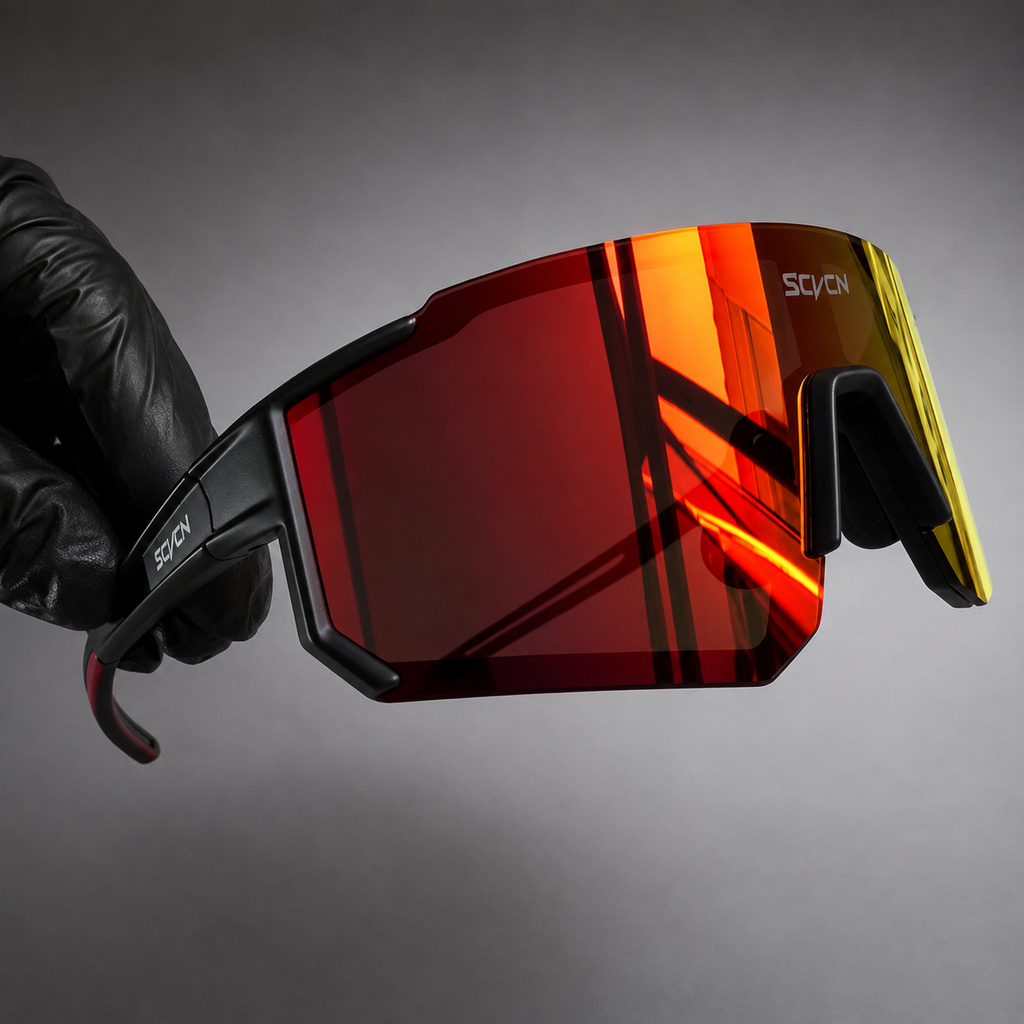 SCVCN Black Red Mirror - lente shield rojo naranja espejado frontal