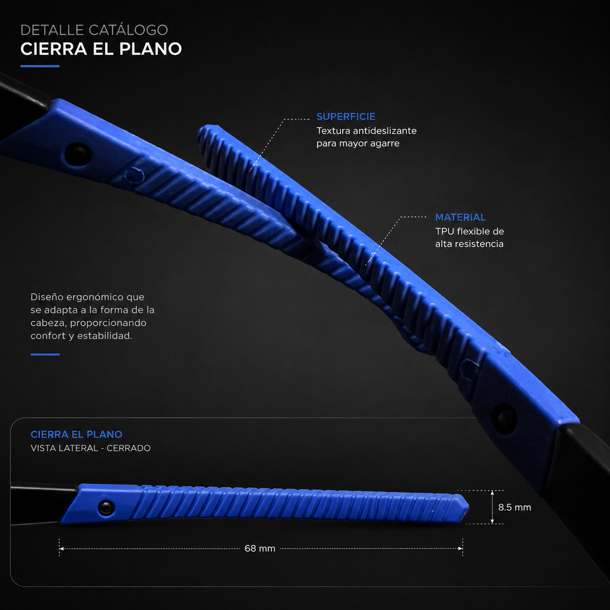 ALL BASIC Electric Blue - vista frontal visor tornasol