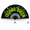Abanico Techno Queen desplegado – vista frontal con medidas