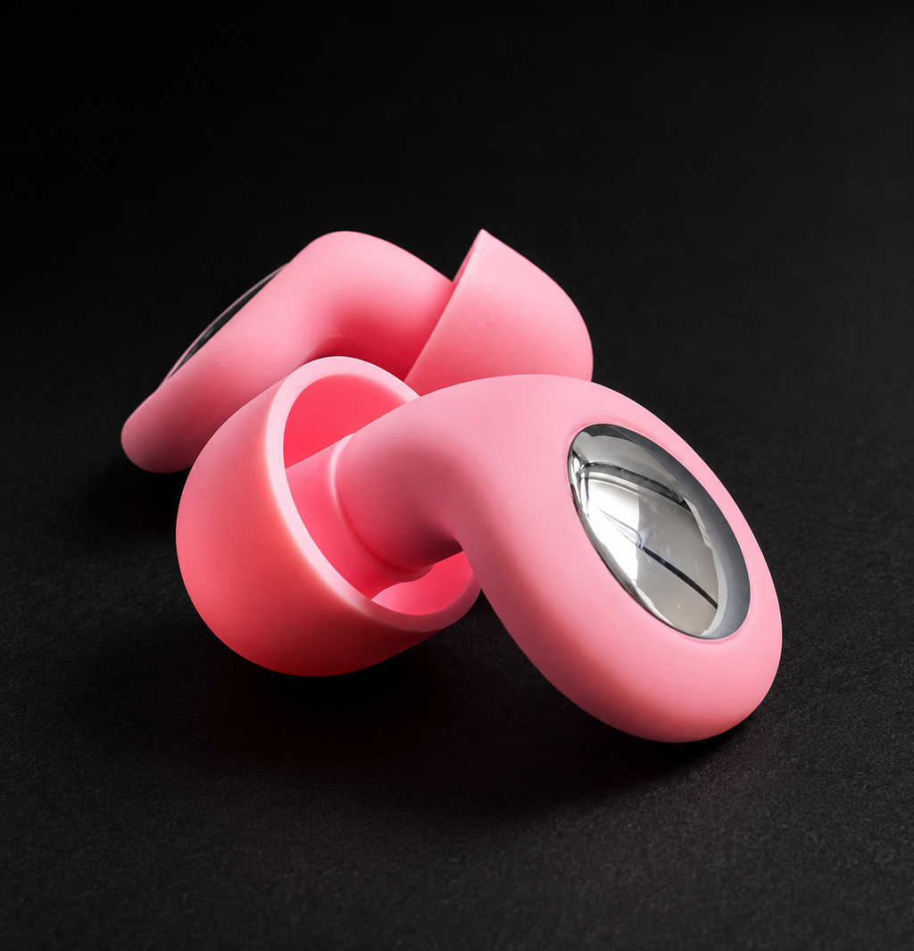 Earplugs Pink - estuche rosa abierto con tapones